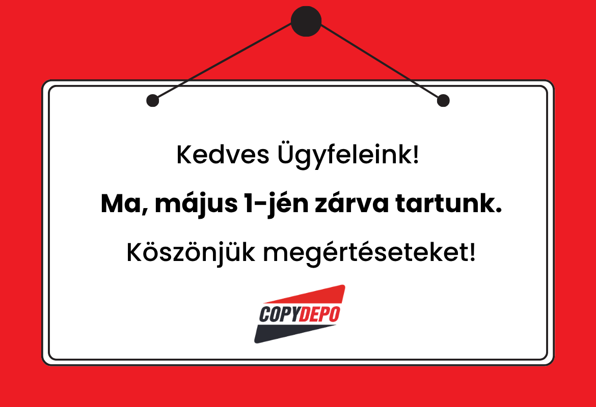 Május 1. ma zárva tartunk popup