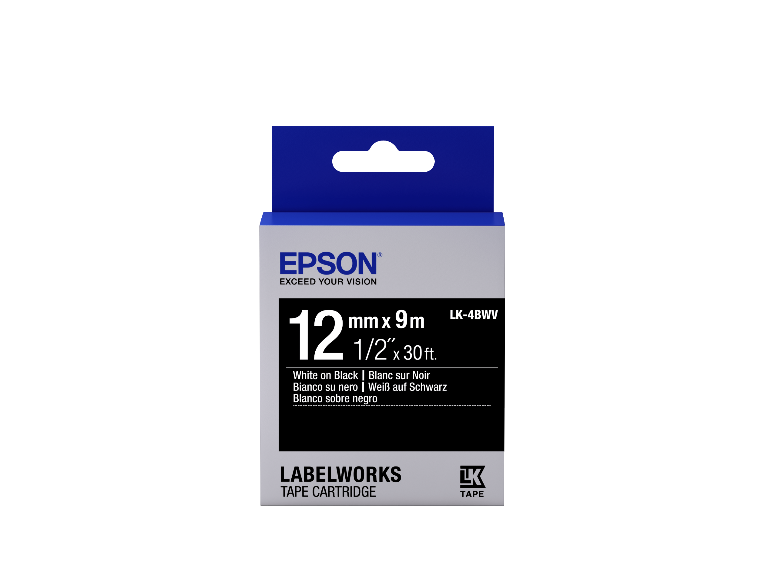 Epson LK-4BWV White/Black 12mm szalag (9m)