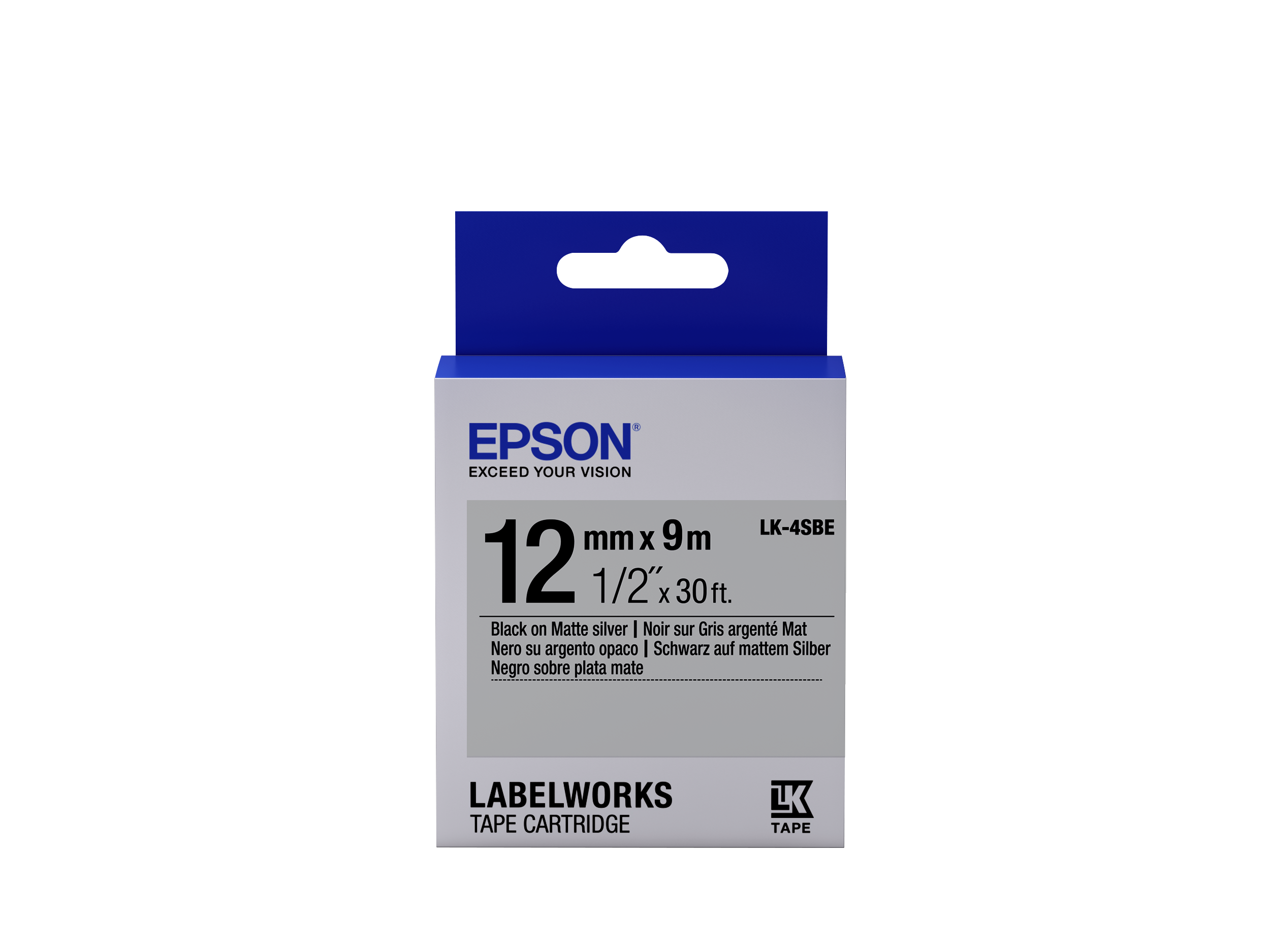 Epson LK-4SBE Black/Matt Silver 12mm szalag (9m)