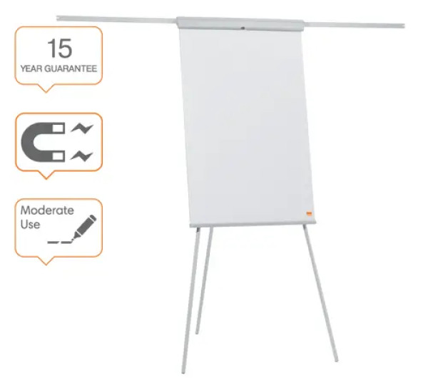 Nobo Essential fehértábla és flipchart állvány kihajtható karokkal, fehér