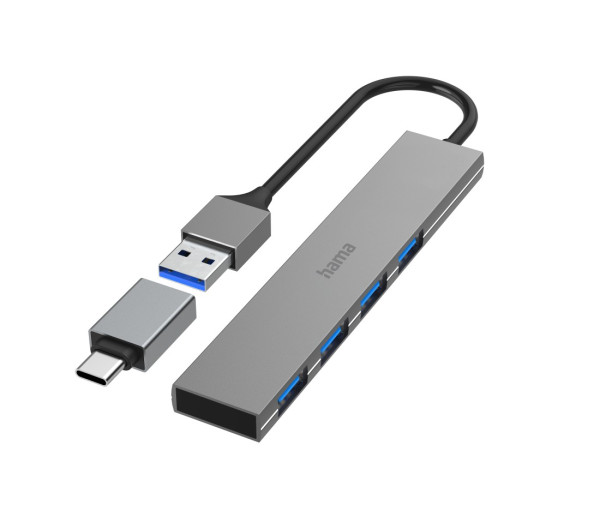 Hama USB 3.2 Gen1 HUB 1:4, 5 Gbit/s, USB Type-C OTG adapterrel (200141)