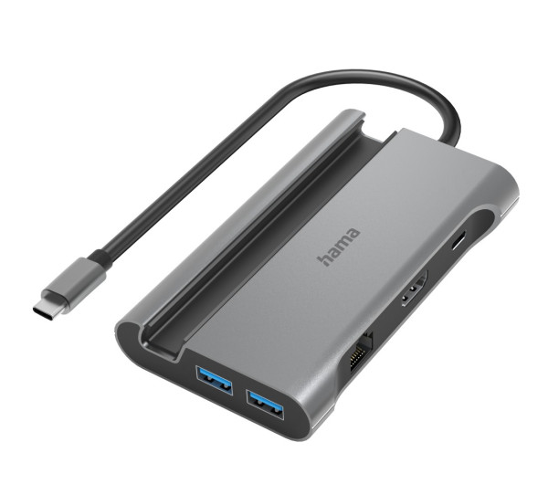Hama USB-C dokkoló adapter 7in1 (3x USB, 2x USB-C, HDMI, LAN, PD) (200143)