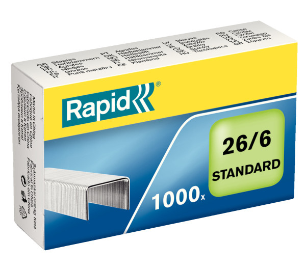 Rapid 26/6 STANDARD tűzőkapocs, horganyzott, 1000db/doboz