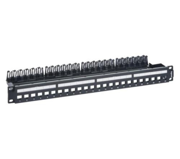 Legrand 632850 Linkeo C 19" 1U 24port moduláris fém üres patch panel kábeltartóval