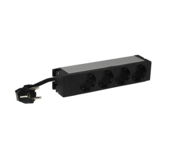 Legrand 646801 10" 1U 16A 230V 4x Schuko CEE7/7 csatlakozó biztonsági zsaluval 1m elosztósor