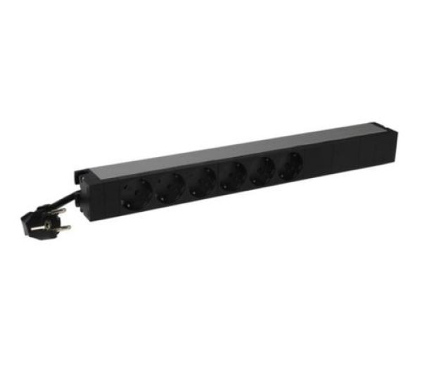 Legrand 646806 19"" 1U 16A 230V 6x Schuko aljzat CEE7/7 csatlakozó biztonsági zsaluval 3m elosztósor