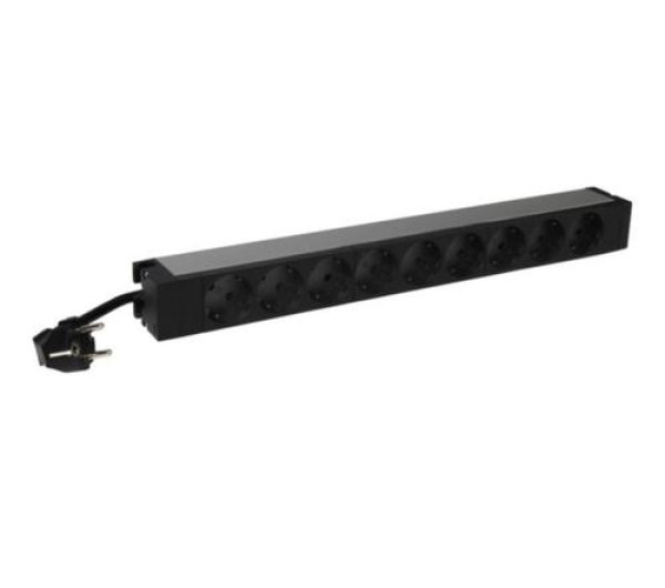 Legrand 646812 19" 1U 16A 230V 9x Schuko aljzat CEE7/7 csatlakozó biztonsági zsaluval 3m elosztósor