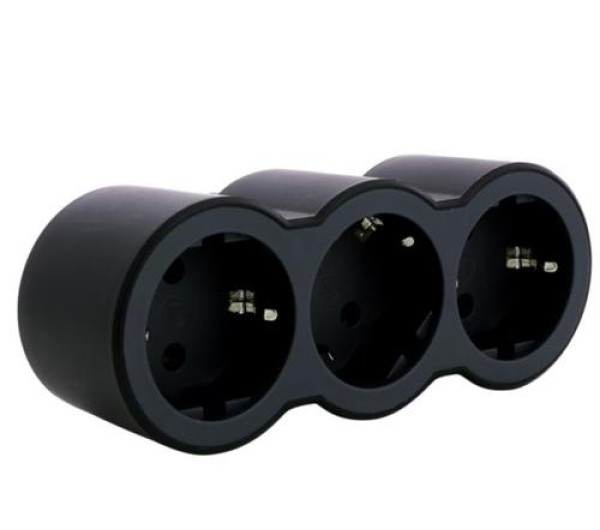 Legrand 694519 3x Schuko 2P+F 16A fekete elosztó biztonsági zsaluval