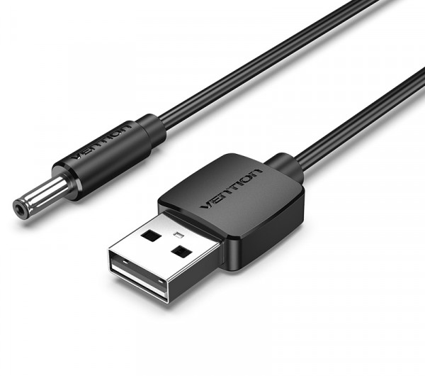 Vention USB-A -> 3.5mm jack/M, 0,5m, (5V, DC power, fekete), kábel