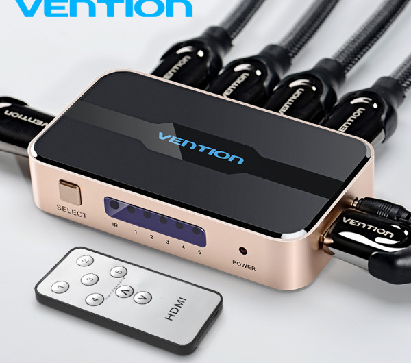 VENTION 5 In 1 Out HDMI Switcher fekete