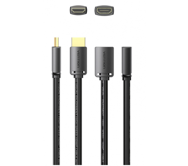 Vention HDMI/M -> HDMI/F (4K, HD, PVC, fekete), 2m, kábel