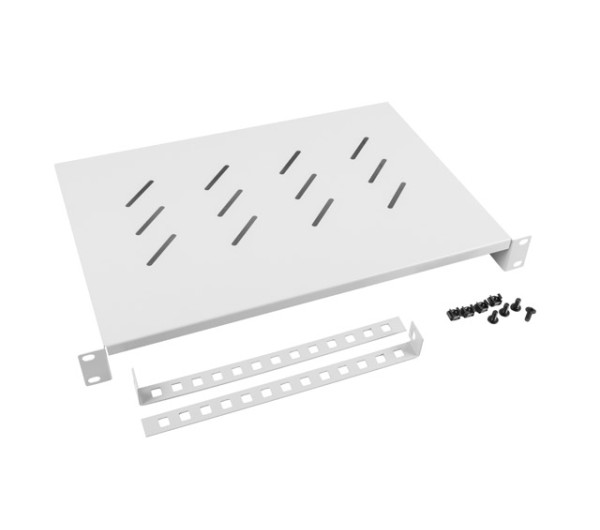 Lanberg AK-1004-S 19" 1U MÉLY:300mm MAX:25kg 4 ponton rögzíthető fix szürke rack polc