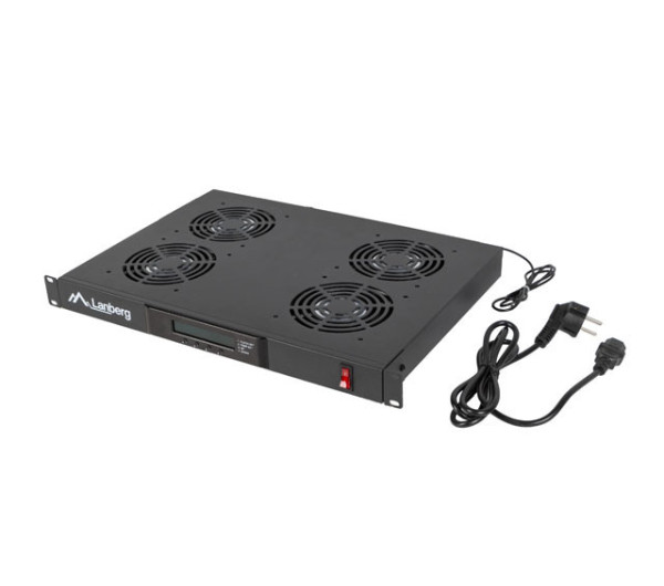 Lanberg AK-1503-B 19 1U 4x ventilátor + termosztát ventilátor egység LCD kijelzővel