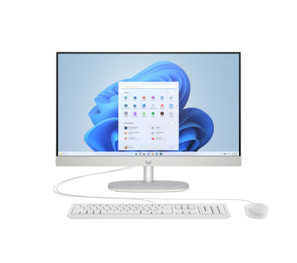 HP 23.8 inch All-in-One 24-cr1002nn PC, FreeDOS, 23.8", IntelR CoreT Ultra 5, 8GB RAM, 512GB SSD-meghajtó, FHD, Kagylófehér,fehér billentyűzettel, fehér egérrel, 3 év garancia