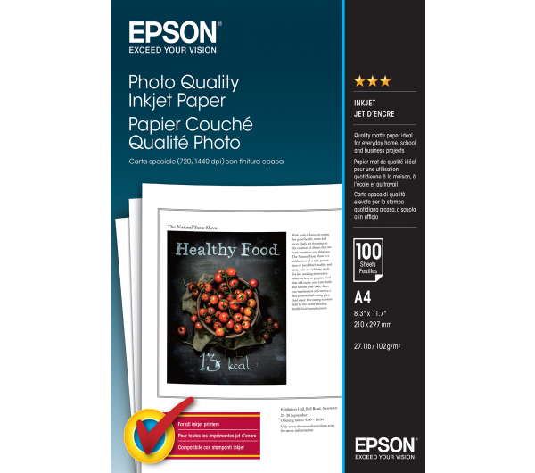 Epson fényképminőségű fotópapír (A4, 100 lap, 104g) 