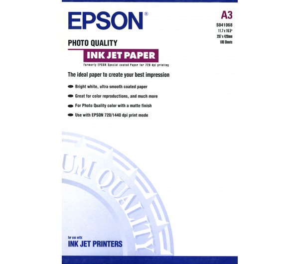 Epson fényképminőségű fotópapír (A3, 100 lap, 104g)