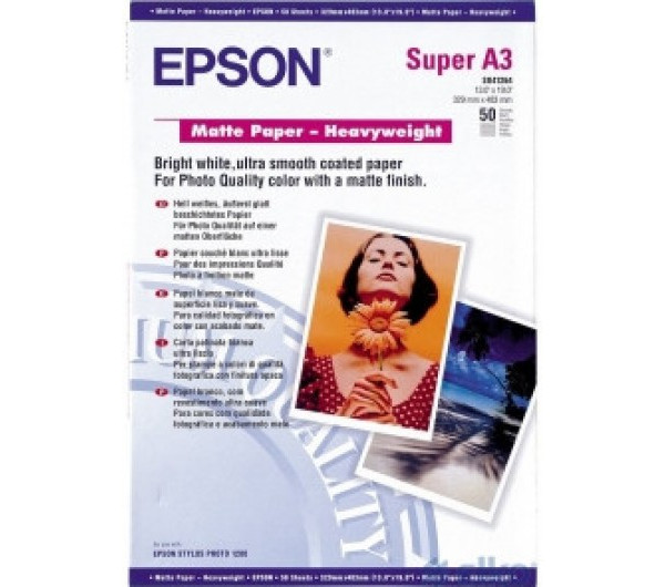 Epson matt nehéz súlyú fotópapír (A3+, 50 lap, 167g) 