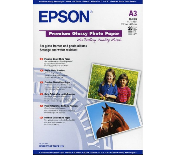 Epson prémium fényes fotópapír (A3, 20 lap, 255g) 