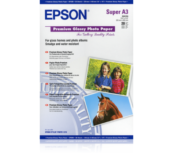 Epson prémium fényes fotópapír (A3+, 20 lap, 250g) 