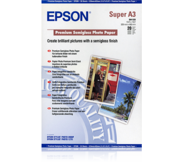 Epson prémium selyemfényű fotópapír (A3+, 20 lap, 250g) 