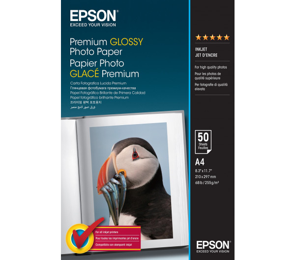 Epson prémium fényes fotópapír (A4, 50 lap, 255g)