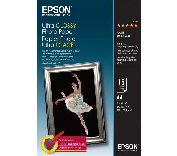 Epson ultra fényes fotópapír (A4, 15 lap, 300g) 