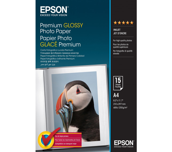 Epson prémium fényes fotópapír (A4, 15 lap, 255g) 