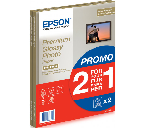 Epson prémium fényes fotópapír (A4, 2x15 lap, 255g) 