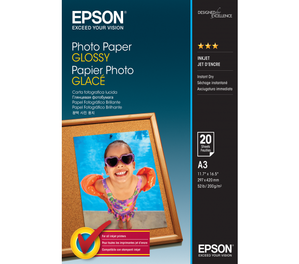 Epson fényes fotópapír (A3, 20 lap, 200g) 