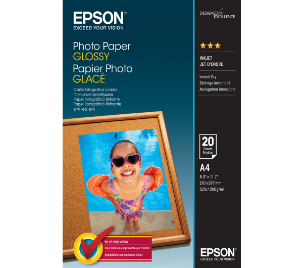 Epson fényes fotópapír (A4, 20 lap, 200g) 