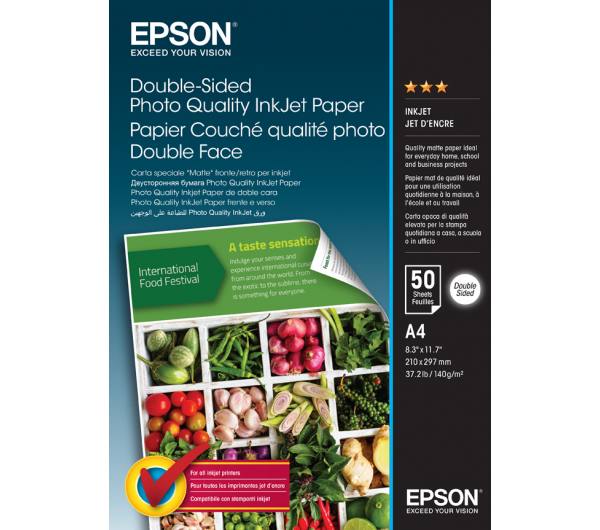 Epson kétoldalas fotópapír (A4, 50 lap, 120g)