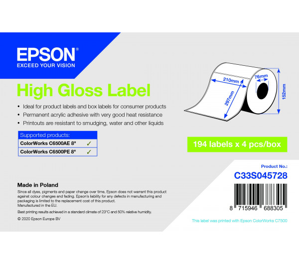 Epson magasfényű inkjet 210mm x 297mm 194 címke/tekercs