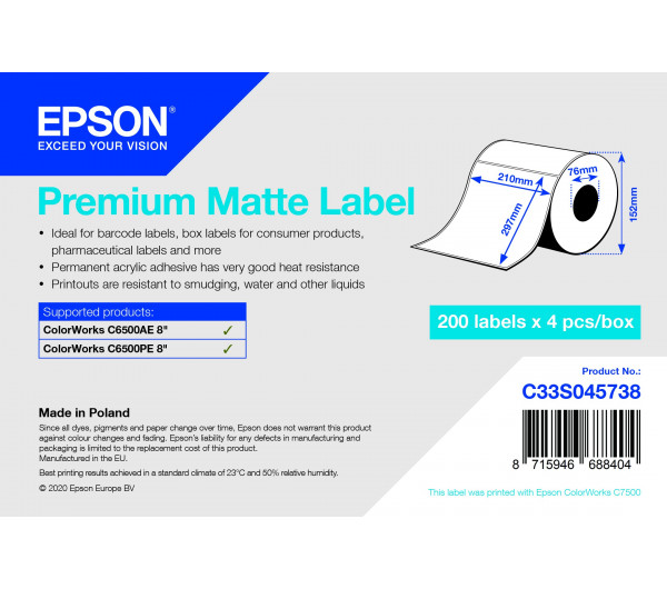 Epson prémium matt inkjet 210mm x 297 mm 200 címke/tekercs