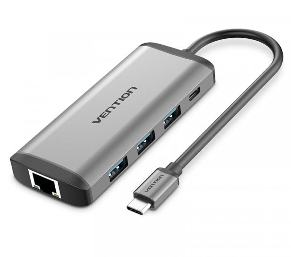Vention USB-C -> HDMI/3*USB3.0/RJ45/TF/SD/PD , konverter