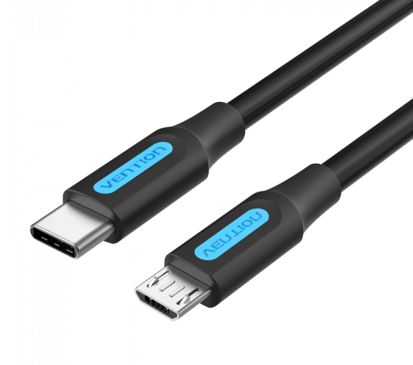 Vention USB-C 2.0/M ->  Micro B/M, 1,5m, (2A, fekete), kábel