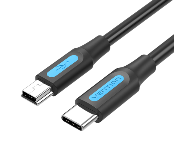 Vention USB-C 2.0/M -> mini USB-B/M, (2A, fekete), 1m, kábel