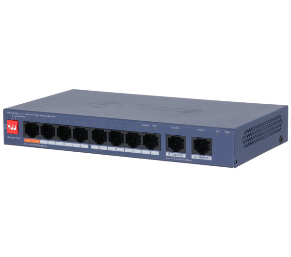 Dahua CS4010-8ET2GT-60 8x10/100 Mbps PoE + 2x1 Gbps uplink, 60W, Cloud Managed PoE Switch
