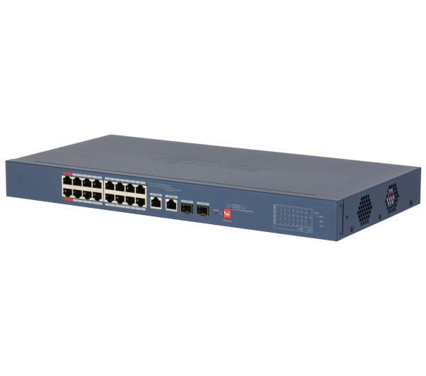 Dahua CS4218-16ET-135 16x10/100 Mbps PoE + 2x1 Gbps RJ-45/SFP Combo Uplink, 135W, Cloud Managed PoE Switch