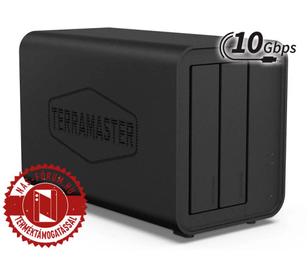 TerraMaster D2-320 2x SSD/HDD lemezes USB 3.2 10Gbps MAX:64TB asztali DAS