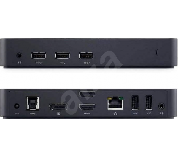 Dell Docking Station D3100 USB 3.0 csatlakozás, Portok: 1x DisplayPort, 2x HDMI (max. 2048 x 1152) output, 3x SuperSpeed USB 3.0, 
2x USB 2.0 port, Gigabit Ethernet, 2x 3,5mm audio out, (1x HDMI -> D