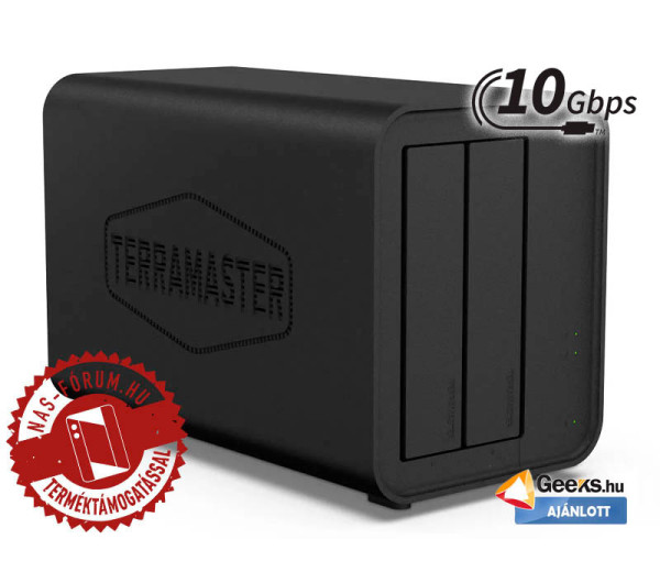 TerraMaster D5 Hybrid 2x SSD/HDD lemezes 3x M.2 2280 NVMe SSD slot USB 3.2 10Gbps Hybrid asztali DAS