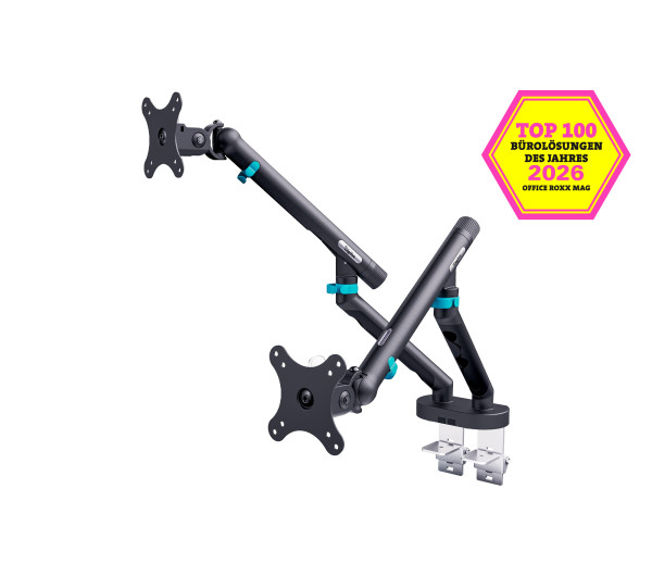 DIGITUS DA-90471 Dupla univerzális (VESA 75/100) mechanikus rugós fekete monitor tartó konzol