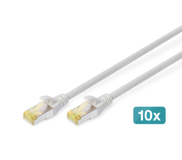 DIGITUS DK-1644-A-010-10 Cat.6A S/FTP LSZH 1m szürke patch kábel (10db/csomag)