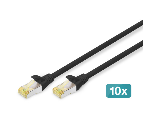 DIGITUS DK-1644-A-050-BL-10 Cat.6A S/FTP LSZH 5m fekete patch kábel (10db/csomag)