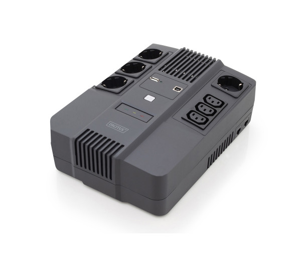 DIGITUS DN-170110 All-in-one UPS 600VA 360W 12V/7Ah 3xCEE 7/7 schuko 3 xIEC C13 1xRJ45 LAN 1 x USB-A 1x USB-B LED szünetmentes tápegység