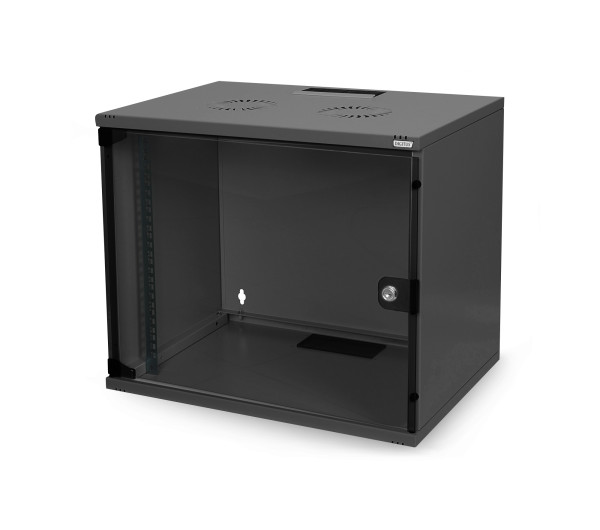 DIGITUS Unique DN-19 07-U 19" 7U 420x600x450mm üvegajtós szürke fali rack szekrény
