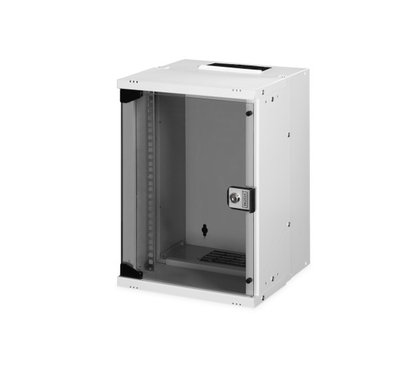 DIGITUS DN-49102 SOHO PRO 10" 9U 254x315x300mm üvegajtós szürke fali rack szekrény