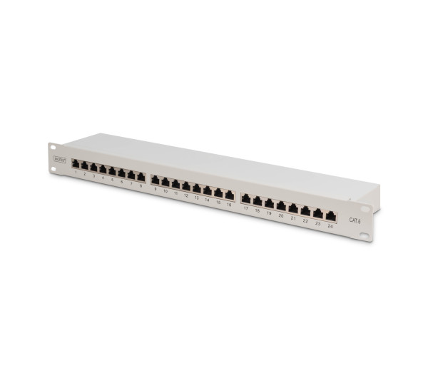 DIGITUS DN-91624S 19" 1U 24port Cat.6 kompakt szürke árnyékolt patch panel