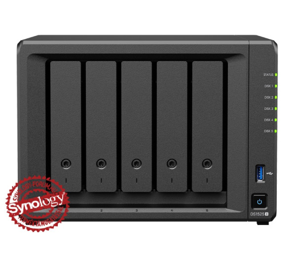 Synology DiskStation DS1525+ (8GB) 5x SSD/HDD lemezes NAS + regisztrációs kártya