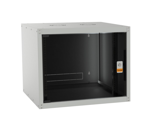 Legrand EVO9U6045 Evoline 19" 9U SZÉL:600 MÉLY:450 MAG:495 MAX:65kg üvegajtós szürke fali rack szekrény